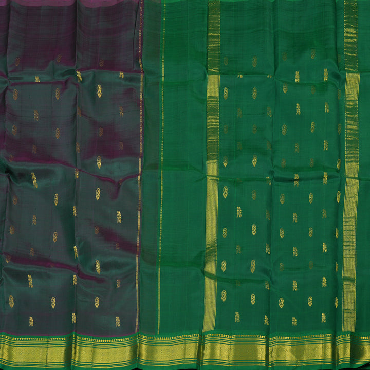 Hayagrivas Peacock Green Pure One-sided border Kanjivaram Silk Saree KBE2003L3-9