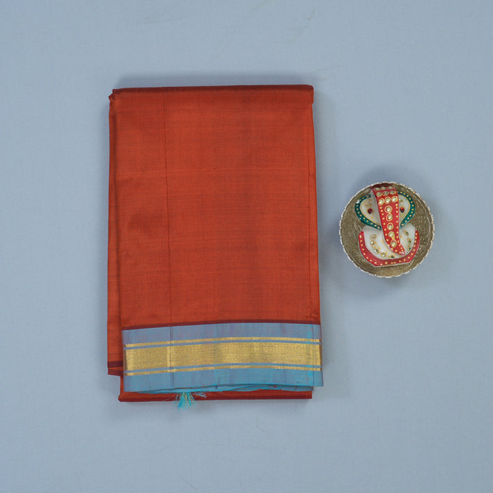 Hayagrivas Rust Orange Pure One-sided border Kanjivaram Silk Saree KBE2004L1-1