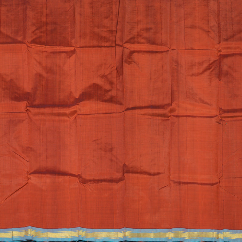 Hayagrivas Rust Orange Pure One-sided border Kanjivaram Silk Saree KBE2004L1-1
