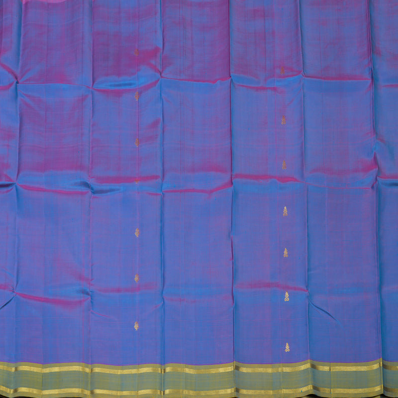 Hayagrivas Dual Toned Purple & Blue Pure One-sided border Kanjivaram Silk Saree KBE2004L2-7