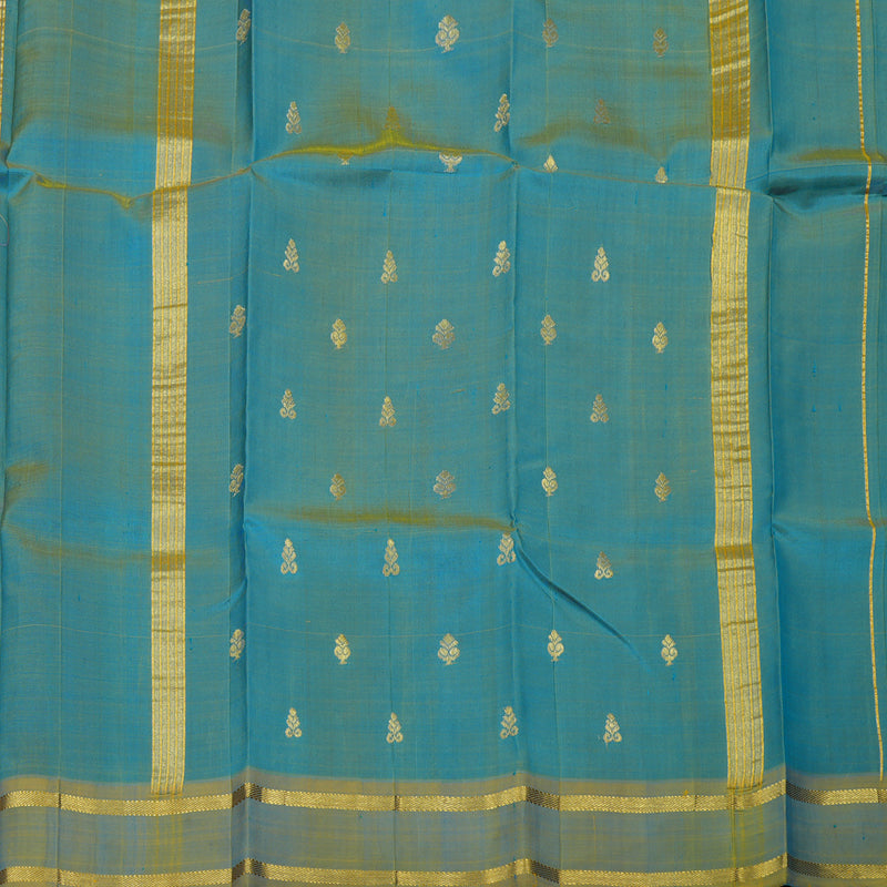 Hayagrivas Dual Toned Purple & Blue Pure One-sided border Kanjivaram Silk Saree KBE2004L2-7