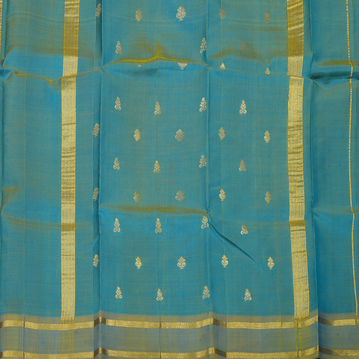 Hayagrivas Dual Toned Purple & Blue Pure One-sided border Kanjivaram Silk Saree KBE2004L2-7