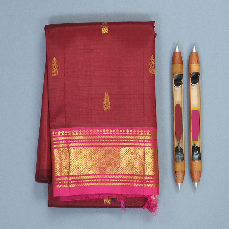 Hayagrivas Maroon Pure One-sided border Kanjivaram Silk Saree KBE2004L4-19