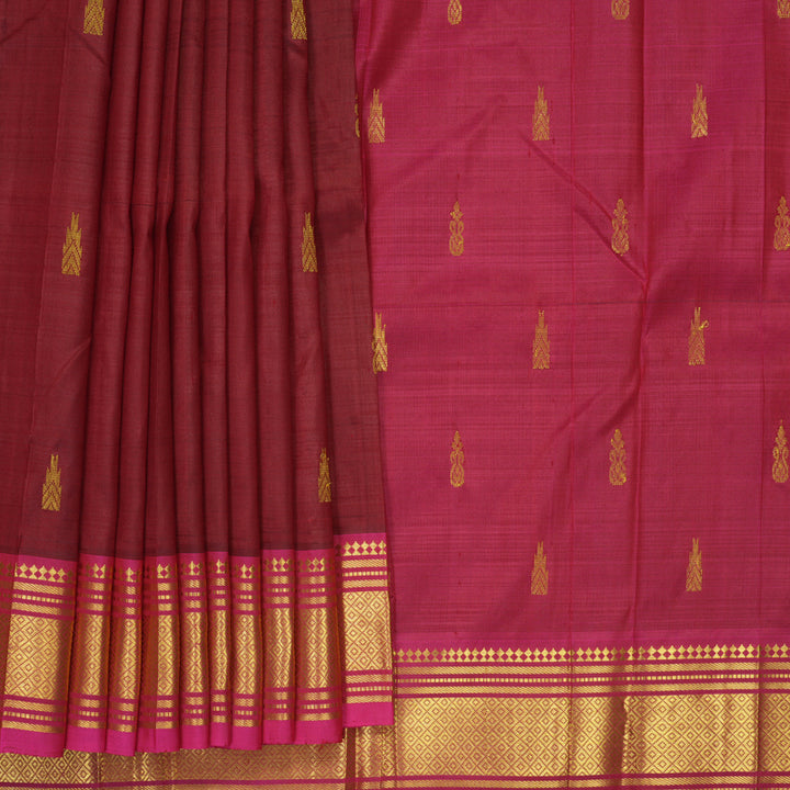 Hayagrivas Maroon Pure One-sided border Kanjivaram Silk Saree KBE2004L4-19