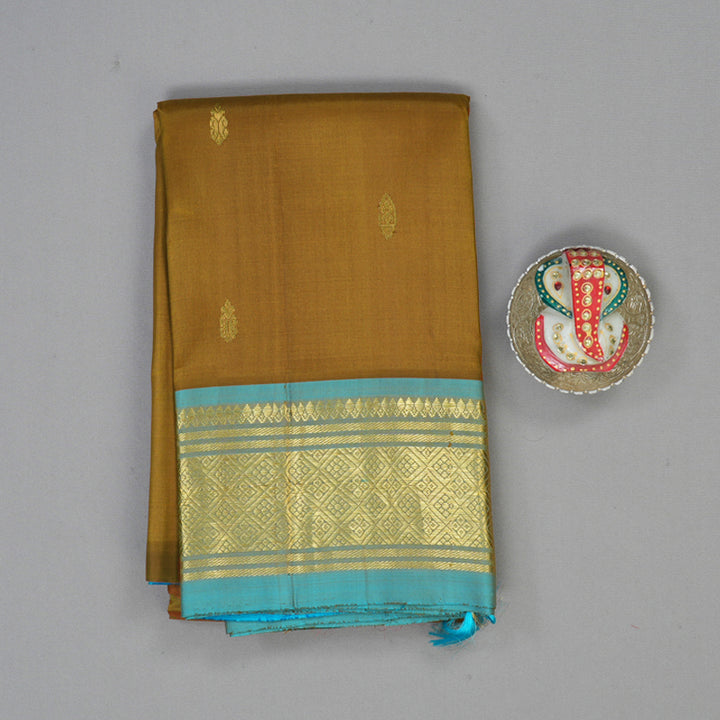 Hayagrivas Honey Shade Pure One-sided border Kanjivaram Silk Saree KBE2004L4-2