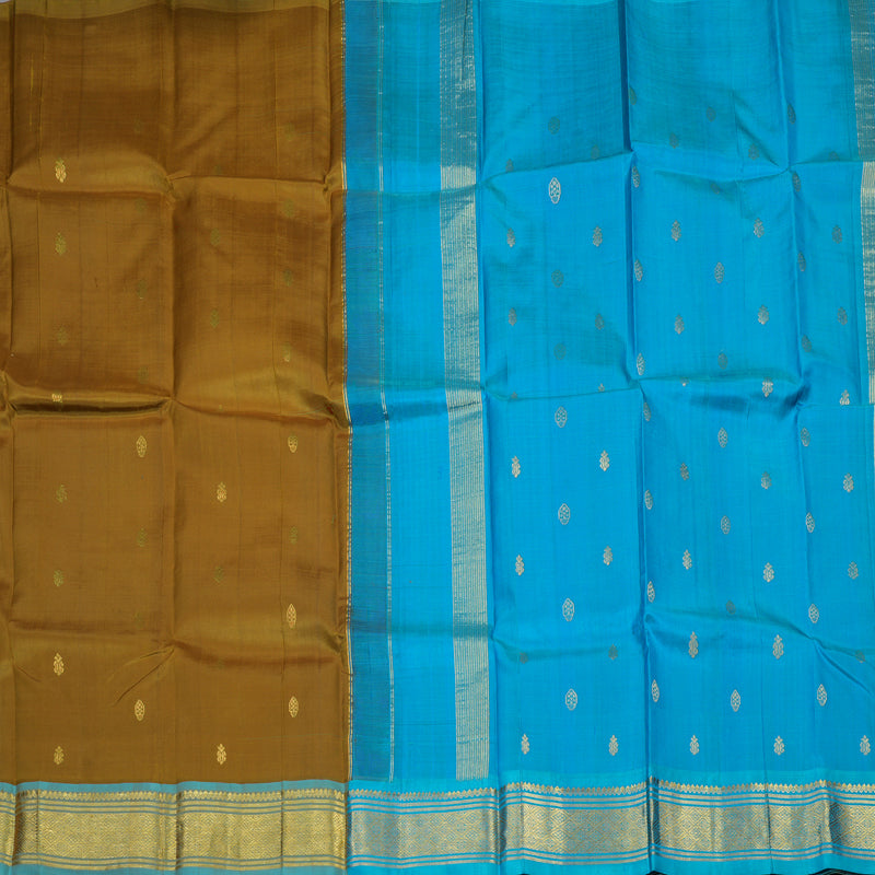 Hayagrivas Honey Shade Pure One-sided border Kanjivaram Silk Saree KBE2004L4-2