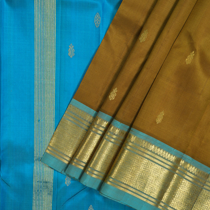 Hayagrivas Honey Shade Pure One-sided border Kanjivaram Silk Saree KBE2004L4-2