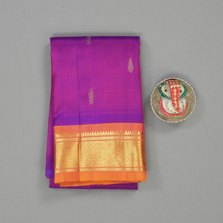 Hayagrivas Purple Pure One-sided Border Kanjivaram Silk Saree KBE2004L4-26