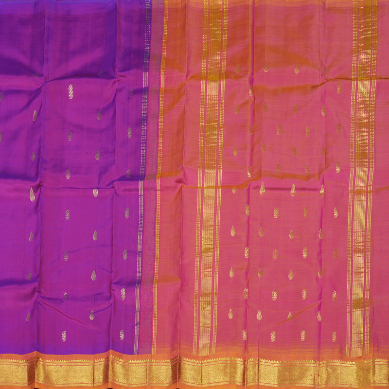 Hayagrivas Purple Pure One-sided Border Kanjivaram Silk Saree KBE2004L4-26