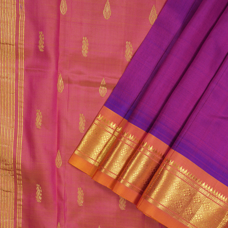 Hayagrivas Purple Pure One-sided Border Kanjivaram Silk Saree KBE2004L4-26