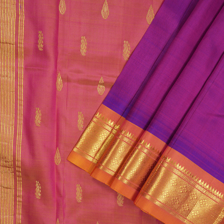 Hayagrivas Purple Pure One-sided Border Kanjivaram Silk Saree KBE2004L4-26
