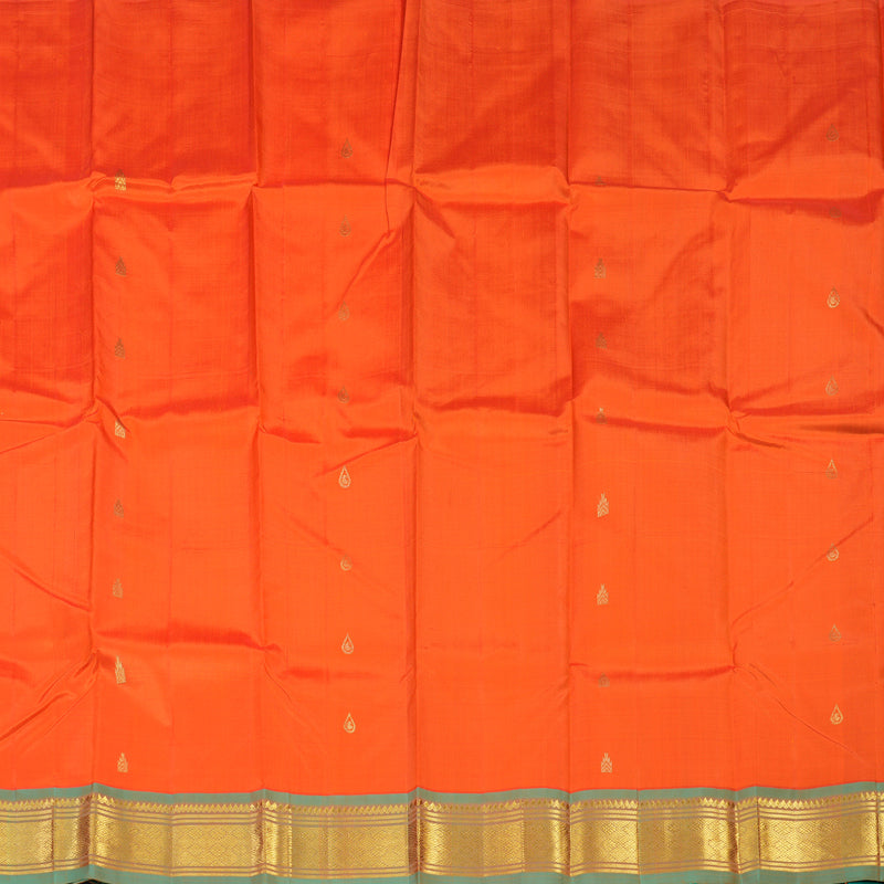 Hayagrivas Orange Pure One-sided border Kanjivaram Silk Saree KBE2004L4-31