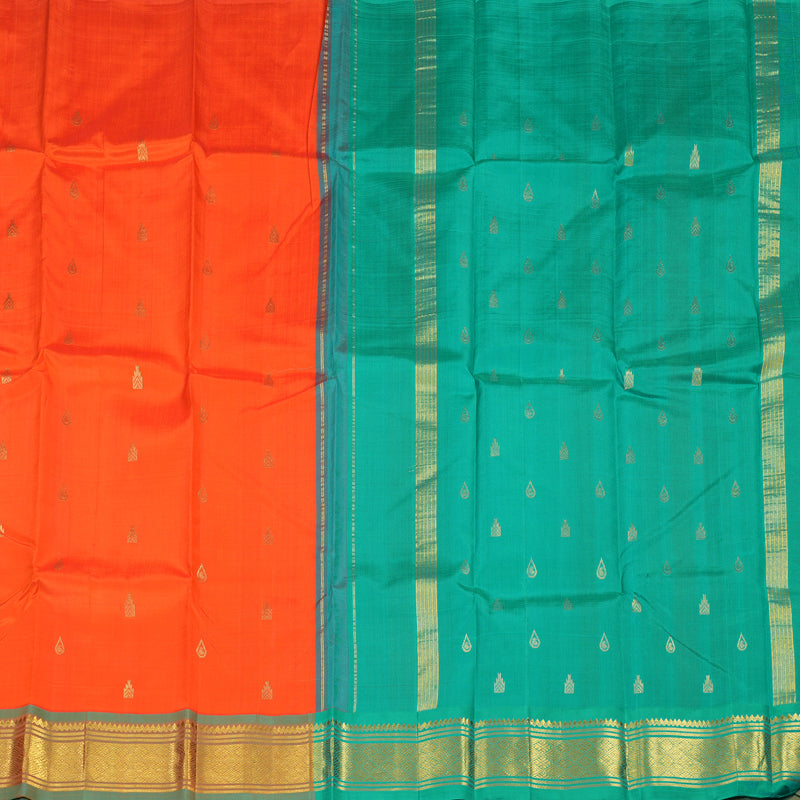 Hayagrivas Orange Pure One-sided border Kanjivaram Silk Saree KBE2004L4-31