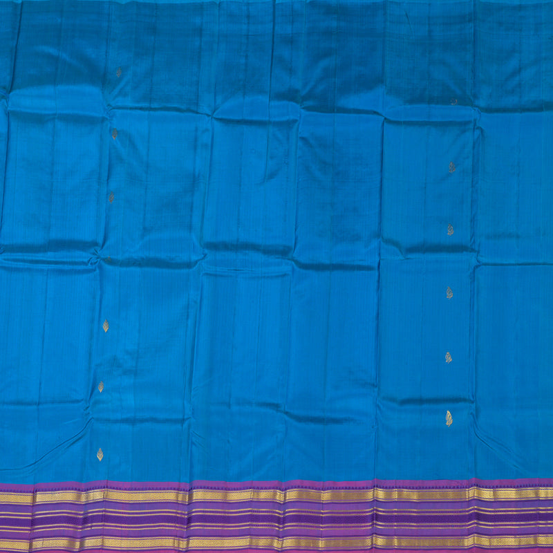 Hayagrivas Ananda Blue Pure One-sided border Kanjivaram Silk Saree KBE2004L9-2