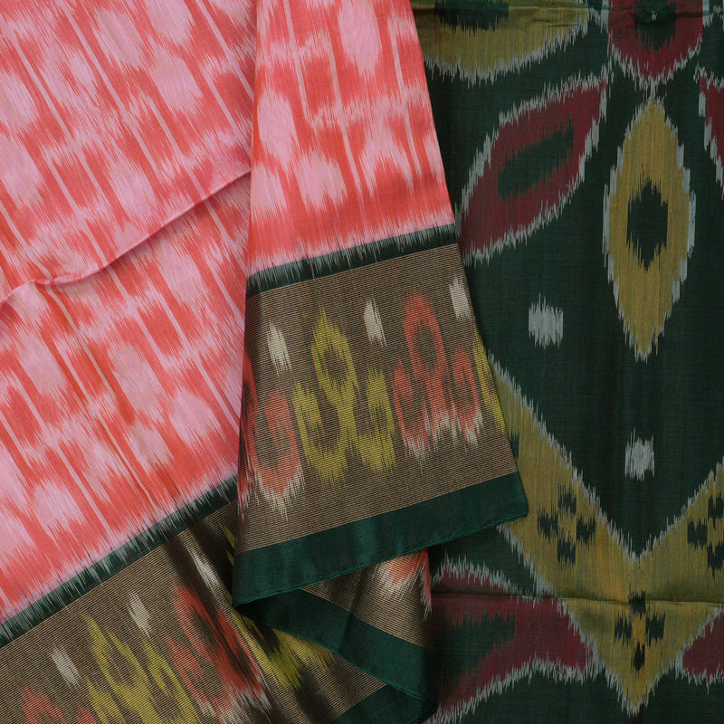 Hayagrivas Pink Pure Ikkat Silk Cotton Saree KBE2005L2-18