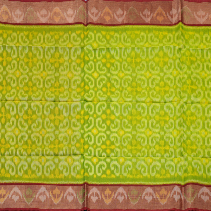 Hayagrivas Parrot Green Pure Ikkat Silk Cotton Saree KBE2005L2-23