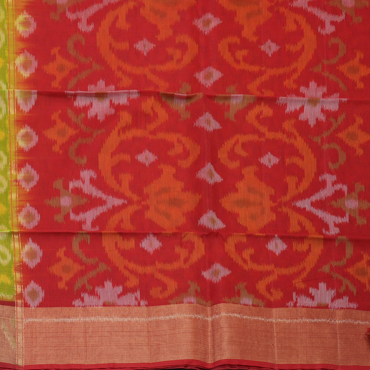 Hayagrivas Parrot Green Pure Ikkat Silk Cotton Saree KBE2005L2-23
