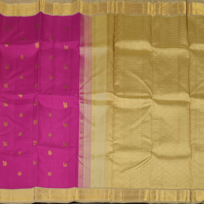 Hayagrivas Handloom Magenta Kanjivaram Silk Saree with Beige Border KBE2009L3-1