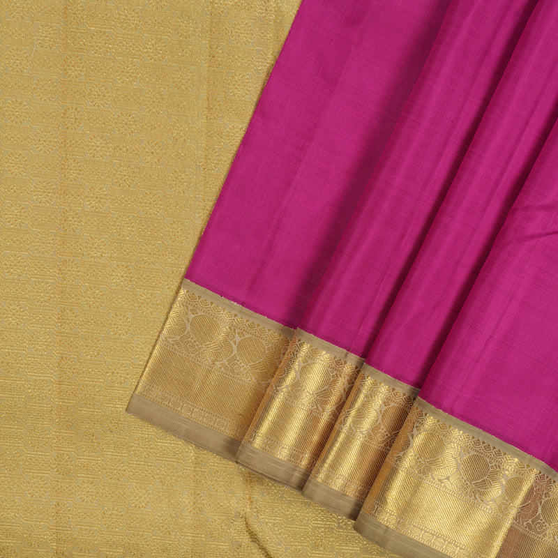 Hayagrivas Handloom Magenta Kanjivaram Silk Saree with Beige Border KBE2009L3-1
