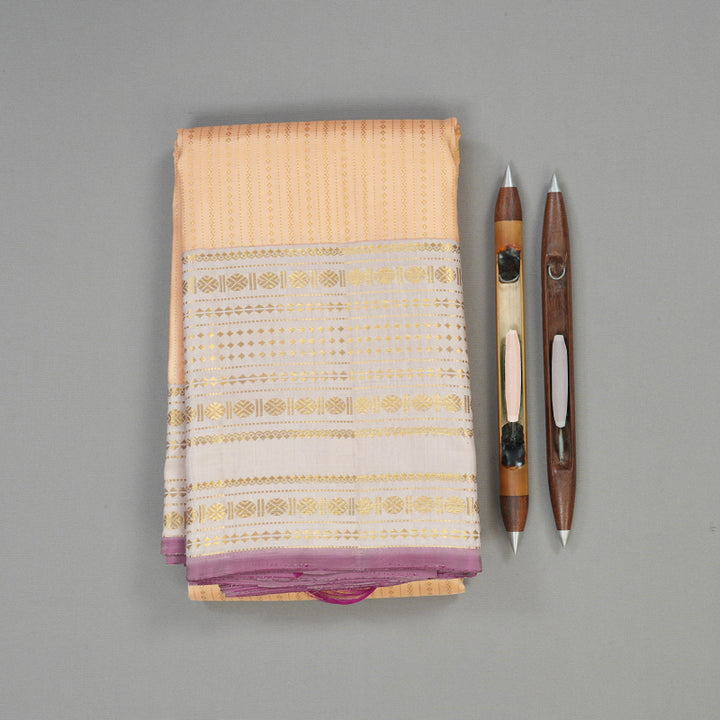 Hayagrivas Handloom Peach Kanjivaram Silk Saree with Cream Border KBE2010L5-1
