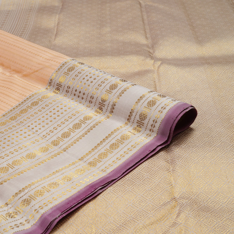 Hayagrivas Handloom Peach Kanjivaram Silk Saree with Cream Border KBE2010L5-1