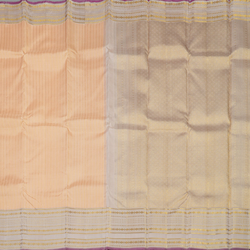 Hayagrivas Handloom Peach Kanjivaram Silk Saree with Cream Border KBE2010L5-1