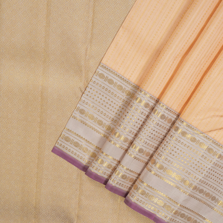 Hayagrivas Handloom Peach Kanjivaram Silk Saree with Cream Border KBE2010L5-1