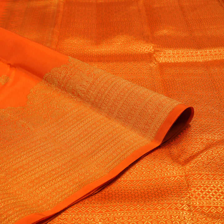 Hayagrivas Handloom Orange Kanjivaram Silk Saree KBE2011L4-1