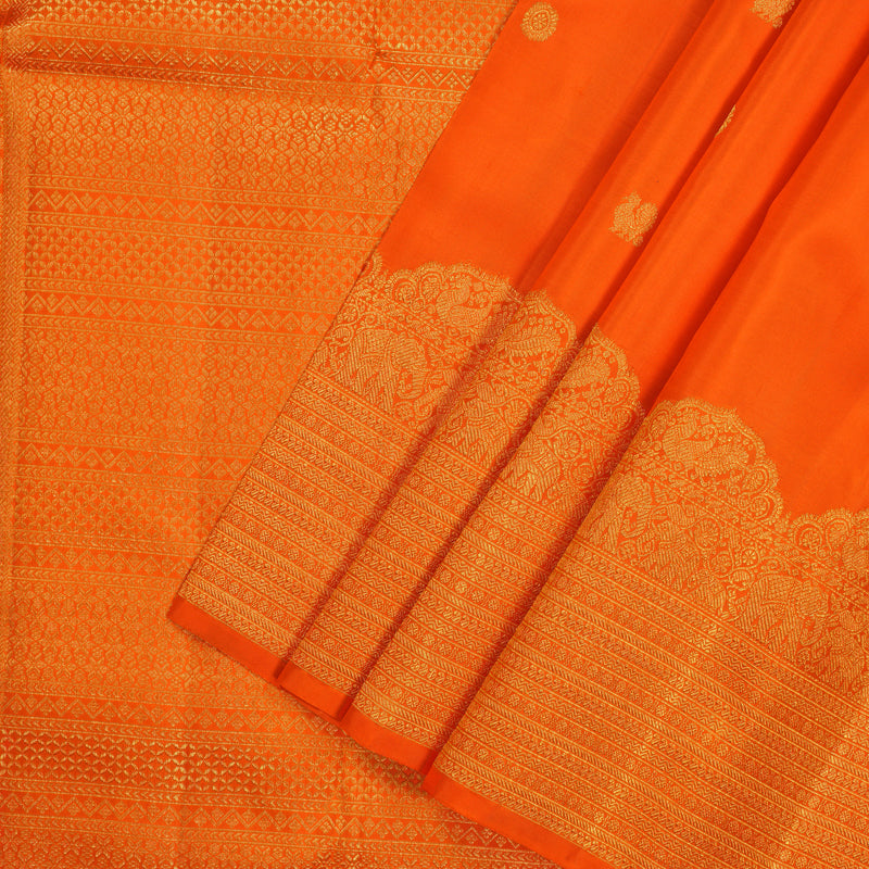 Hayagrivas Handloom Orange Kanjivaram Silk Saree KBE2011L4-1