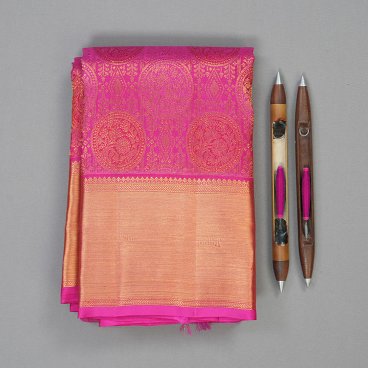 Hayagrivas Handloom Pink Kanjivaram Silk Saree KBE2012L3-1