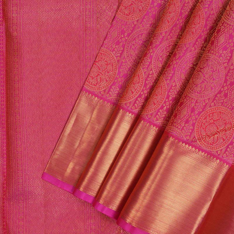 Hayagrivas Handloom Pink Kanjivaram Silk Saree KBE2012L3-1