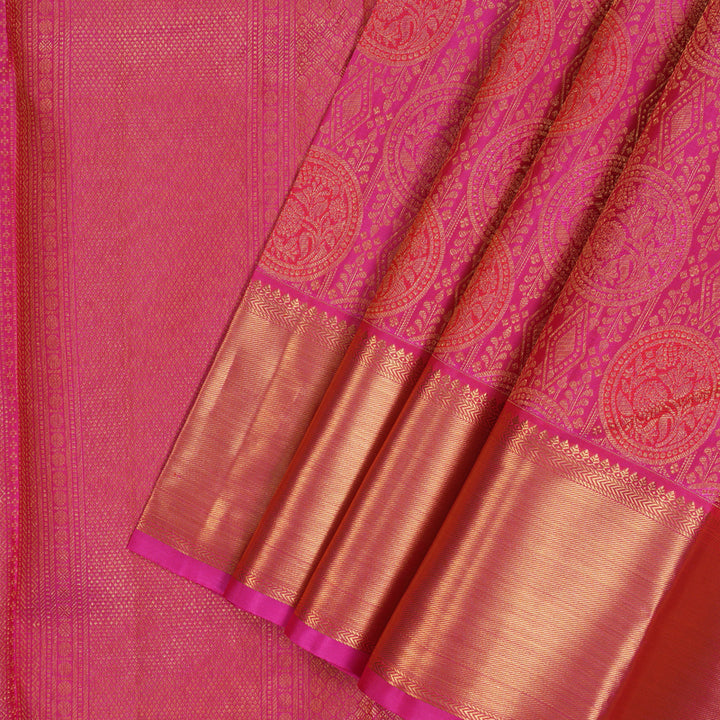 Hayagrivas Handloom Pink Kanjivaram Silk Saree KBE2012L3-1