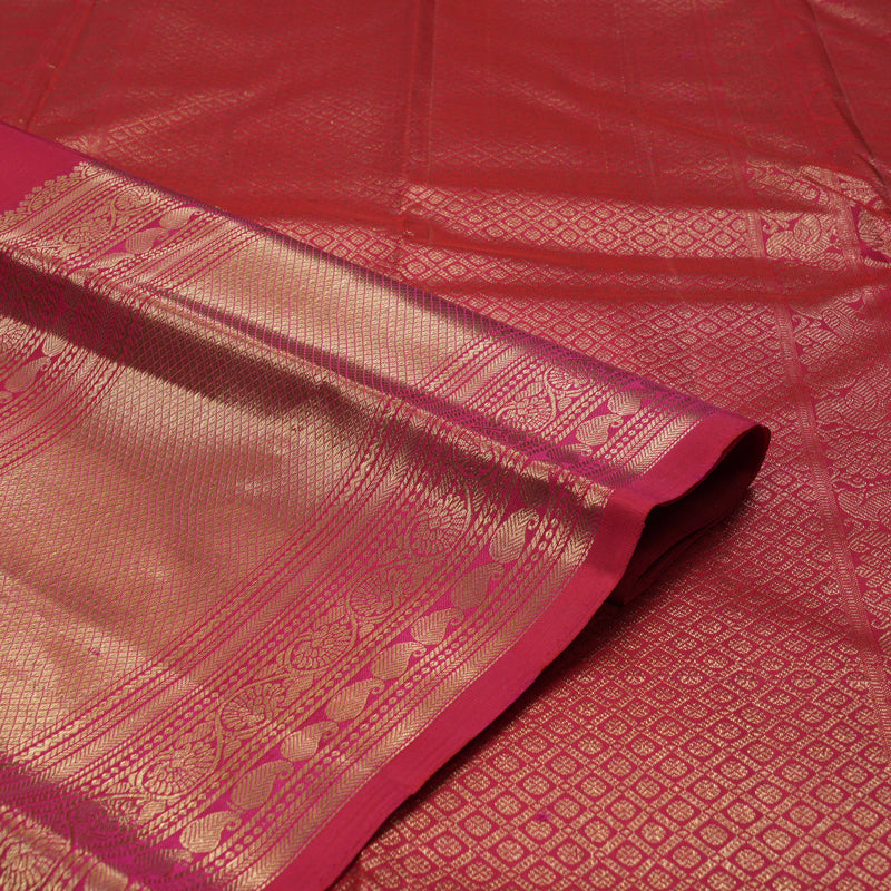 Hayagrivas Handloom Dark Pink Kanjivaram Silk Saree KBE2013L2-1