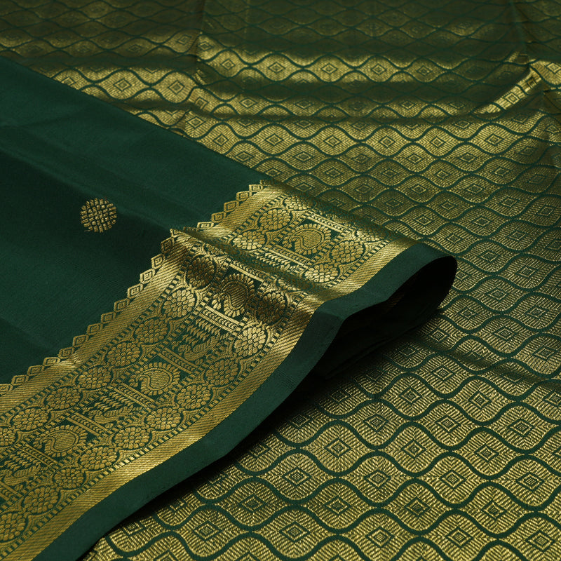 Hayagrivas Handloom Bottle Green Kanjivaram Silk Saree KBE2013L6-1
