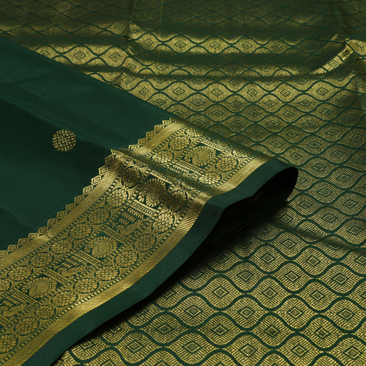 Hayagrivas Handloom Bottle Green Kanjivaram Silk Saree KBE2013L6-1