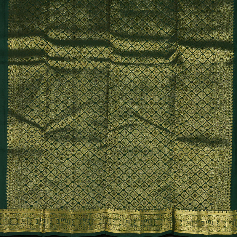 Hayagrivas Handloom Bottle Green Kanjivaram Silk Saree KBE2013L6-1