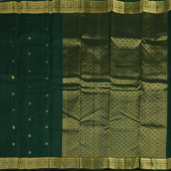 Hayagrivas Handloom Bottle Green Kanjivaram Silk Saree KBE2013L6-1