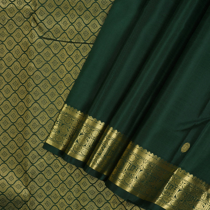 Hayagrivas Handloom Bottle Green Kanjivaram Silk Saree KBE2013L6-1