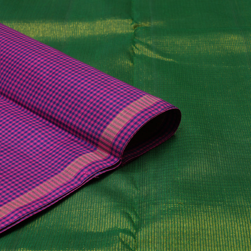 Hayagrivas Handloom Purple & Blue Muted Checks Kanjivaram Silk Saree KBE2017L7-1