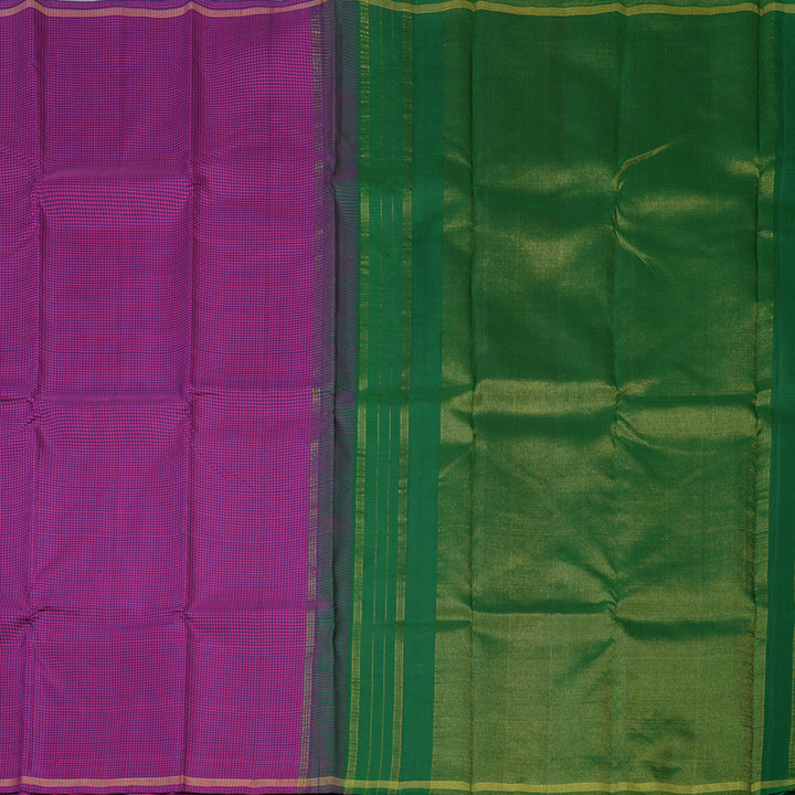 Hayagrivas Handloom Purple & Blue Muted Checks Kanjivaram Silk Saree KBE2017L7-1