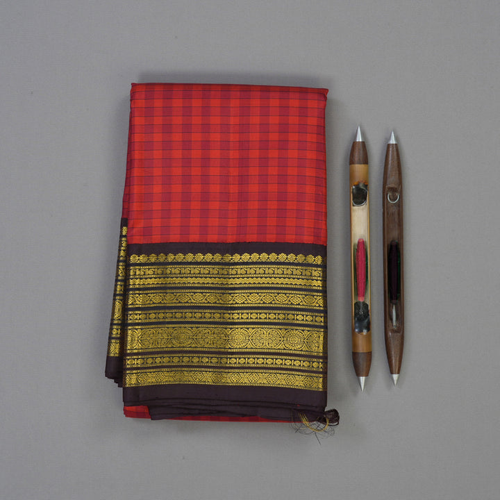 Hayagrivas Handloom Red Kanjivaram Silk Saree with Deep Nagapazham Border KBE2018L5-1