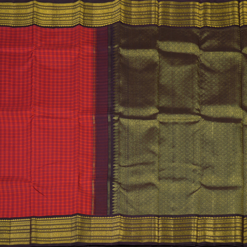 Hayagrivas Handloom Red Kanjivaram Silk Saree with Deep Nagapazham Border KBE2018L5-1