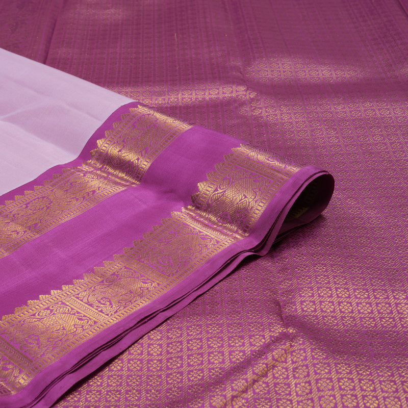 Hayagrivas Handloom Lilac Kanjivaram Silk Saree with Purple Border KBE2053A2-1