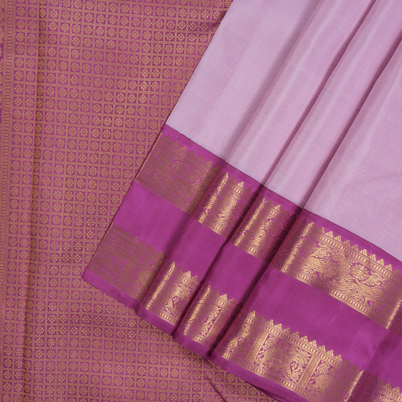 Hayagrivas Handloom Lilac Kanjivaram Silk Saree with Purple Border KBE2053A2-1