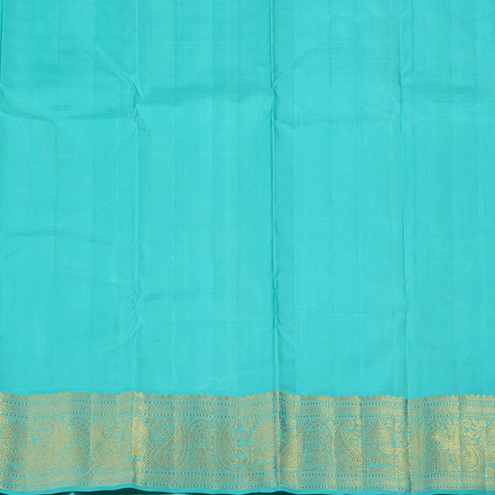 Hayagrivas Handloom Pista Green Kanjivaram Silk Saree with Sky Blue Border KBE1952L2-1