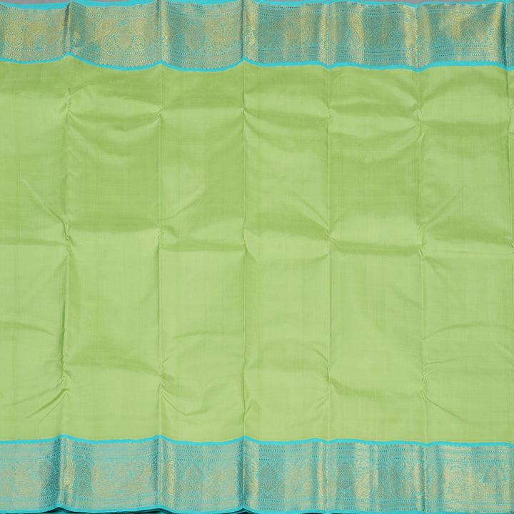 Hayagrivas Handloom Pista Green Kanjivaram Silk Saree with Sky Blue Border KBE1952L2-1