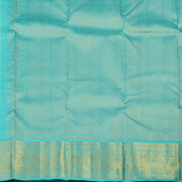Hayagrivas Handloom Pista Green Kanjivaram Silk Saree with Sky Blue Border KBE1952L2-1