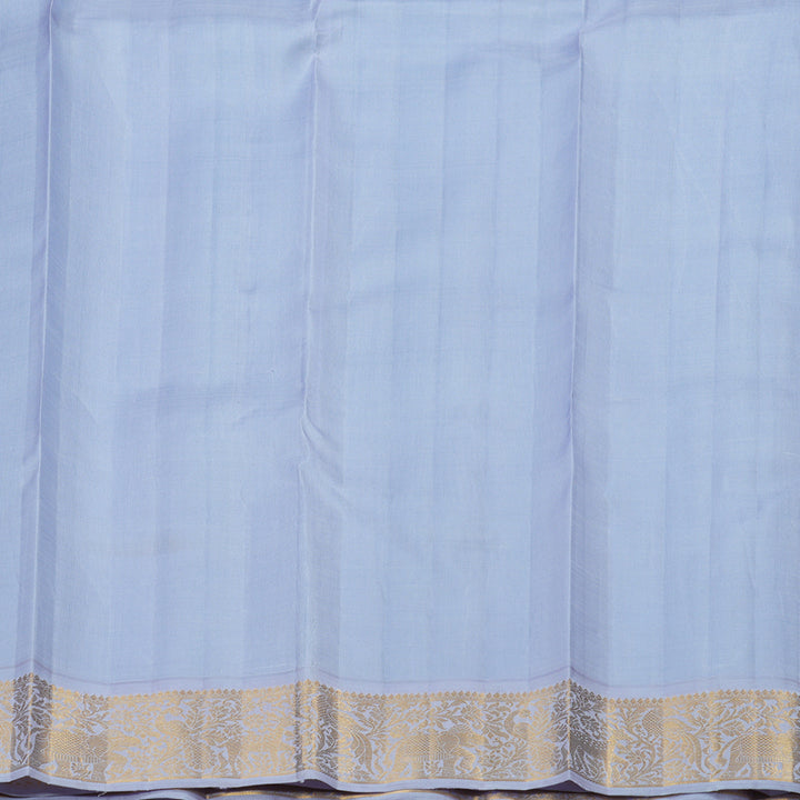 Hayagrivas Handloom Sky Blue Kanjivaram Silk Saree with Lilac Border KBE2022L2-1