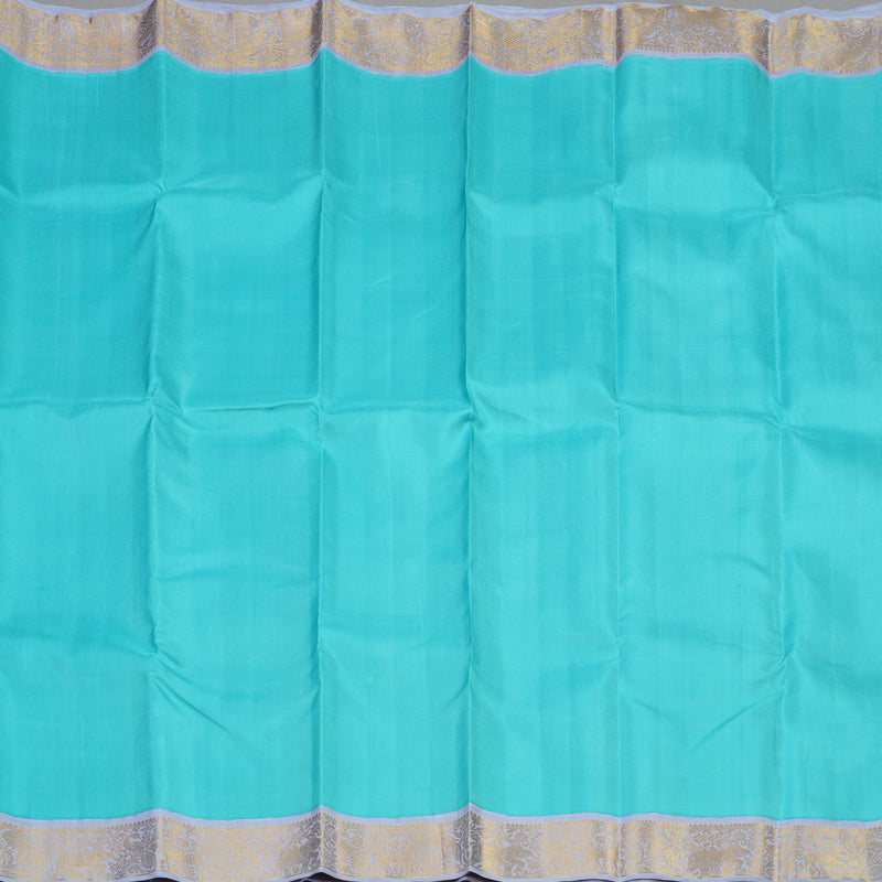 Hayagrivas Handloom Sky Blue Kanjivaram Silk Saree with Lilac Border KBE2022L2-1