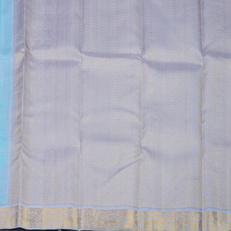 Hayagrivas Handloom Sky Blue Kanjivaram Silk Saree with Lilac Border KBE2022L2-1